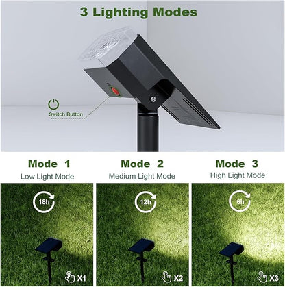Solar Spot Lights Outdoor Waterproof, 16 LED High Brightness Solar Lights Outdoor, 2 Pack 2-in-1 Landscape Lighting for Yard Garden, 1800mAh Cool White, 3 Modes Solar Lights IP65