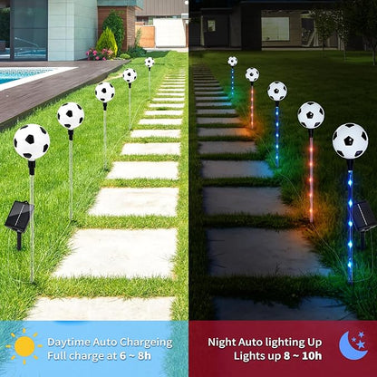 EYQ 2026 World Cup Decorations Outdoor Soccer Solar Pathway Lights, LED Sports Theme Landscape Stake Lights, Waterproof Yard Decorative Lights for Patio Lawn Festival Outdoor Use