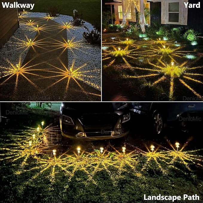 DenicMic Solar Lights Outdoor 15 Pack Waterproof 3000K Warm White LED Stainless Steel Stake Outside Lights for Yard | Lumora