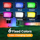 Fabrito Color Changing Solar Spot Lights Outdoor 10 Pack, [6+1 Lighting Modes] Auto On/Off RGB Spotlights | Lumora