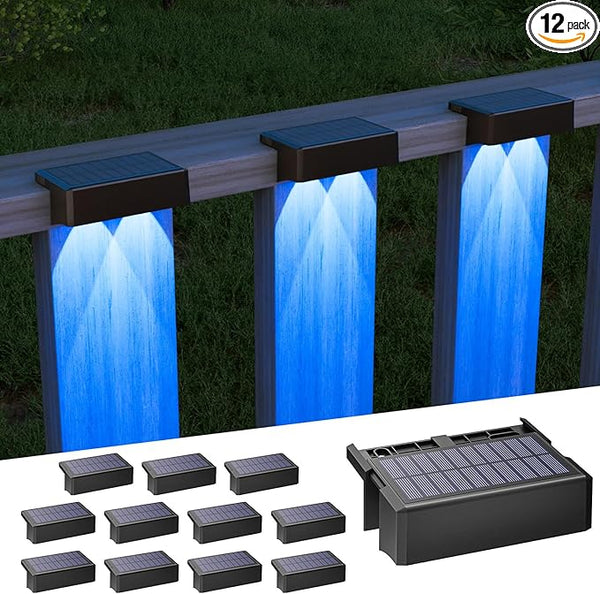 VOLISUN Solar Deck Lights 12 Pack, Warm White, Cool White and RGB Color Glow LED Large Size Lamp, IP65 Waterproof | Lumora