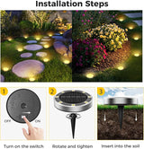 10 Pack Solar Ground Lights Outdoor, 8 LED Mini Flat Solar Disk Lights, IP65 Waterproof Anti-Rust Disc Light | Lumora