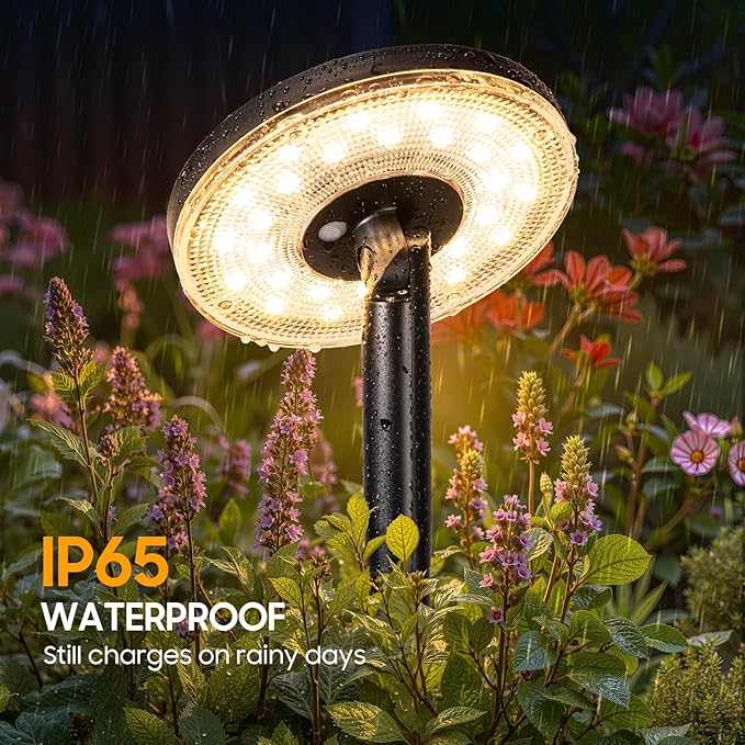 Tall Solar Pathway Lights Outdoor, 6 Pack 180° Adjustable Larger Head Solar Lights Outdoor Waterproof, Brighter Warm White/Cool White Garden Light for Yard Path Walkway Outside
