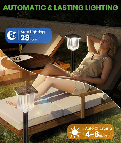 Super Bright Solar Pathway Lights 8 Pack, Adjustable Warm & Cold Solar Lights Outdoor Waterproof IP65, Auto On/Off, Outdoor Decor Light for Garden, Landscape, Path, Yard, Patio, Driveway
