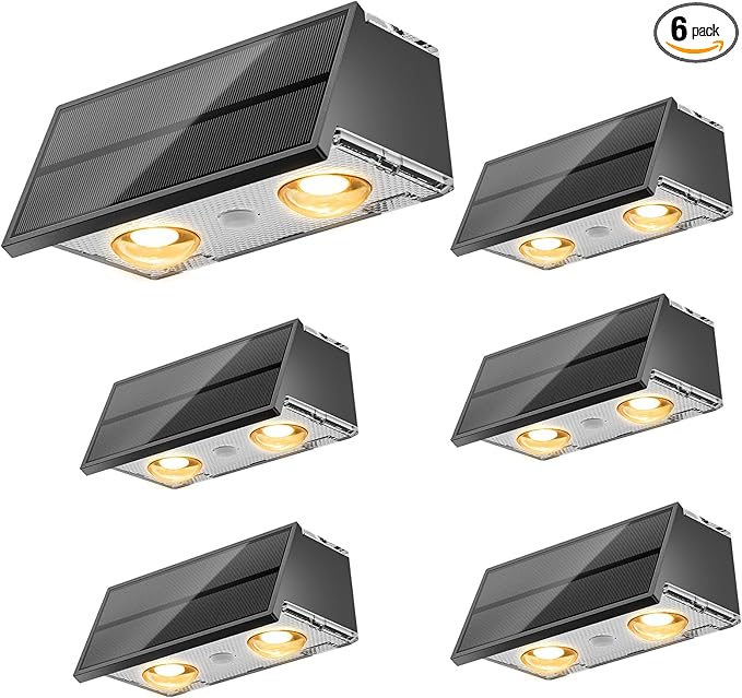 NIORSUN Solar Fence Lights,6 Pack Deck Light,Led Outdoor Lights 3000K/4500K/6000K+ RGB Up & Down Wall Lights | Lumora