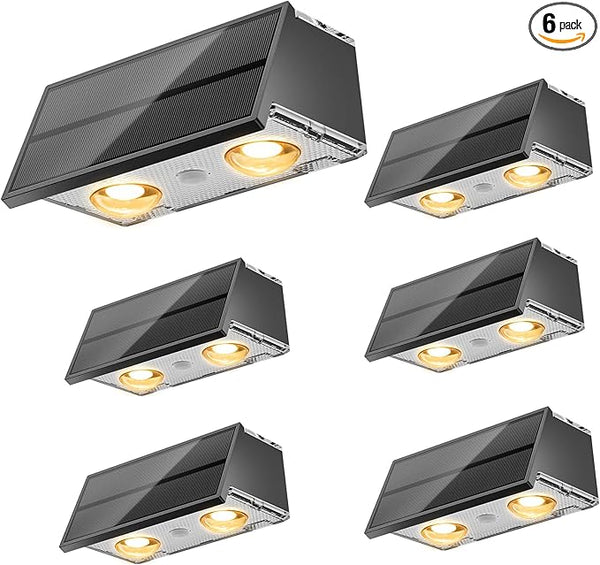 NIORSUN Solar Fence Lights,6 Pack Deck Light,Led Outdoor Lights 3000K/4500K/6000K+ RGB Up & Down Wall Lights | Lumora