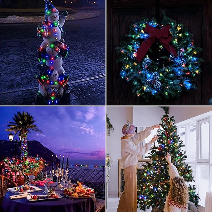 2 Pack Solar Fairy Lights - 33ft 100L Multicolor Twinkle Lights with 8 Modes, Firefly String Copper Wire, for Christmas, Bedroom, Patio, Wedding, Party