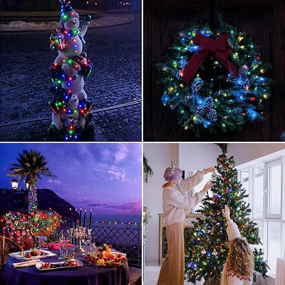 2 Pack Solar Fairy Lights - 33ft 100L Multicolor Twinkle Lights with 8 Modes, Firefly String Copper Wire, for Christmas, Bedroom, Patio, Wedding, Party