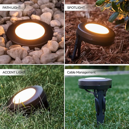 Enbrighten LED Ground Lights, 6 Path Lights, 40ft, Color Changing, Remote Control, Outdoor Path Lighting, Landscape Lighting for Yard, Garden, Patio, Walkway, 56067-S1