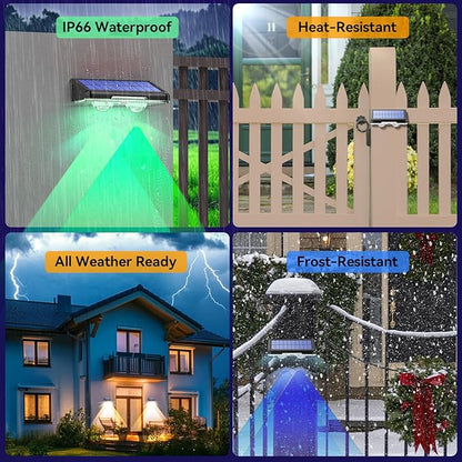 TECKNET Solar Fence Lights Outdoor 6 Pack, Warm White & 6 Colors & RGB, IP66 Waterproof LED Deck Light, Dusk to Dawn Fence Lights Solar for Wall, Railing, Step, Patio, Pool, Backyard, Outside