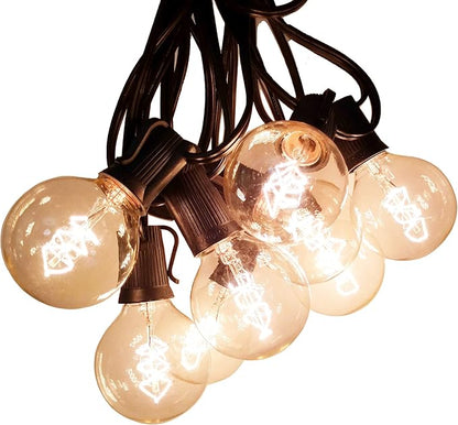 Hometown Evolution, Inc. Edison Bulb Outdoor String Lights with Hand-Threaded Filament (G50 Spiral Edison - Black Wire, 25 ft)