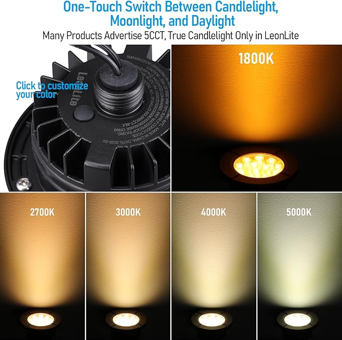 LEONLITE Dia. 4 Inch 5CCT Well Lights Landscape LED In Ground, 5 Color Temperature Selectable, 12-24V AC/DC CRI90 | Lumora