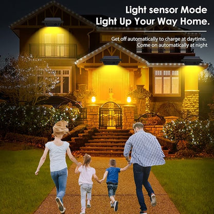 KEENZO Outdoor Solar Lights - Gutter Lights 6pcs, Solar-Powered LED Wall/Fence/Step/Deck Lights with 25 Warm White LED, Outdoor Waterproof Lighting for Garden, Patio, Backyard, Pathway and Eaves Wall