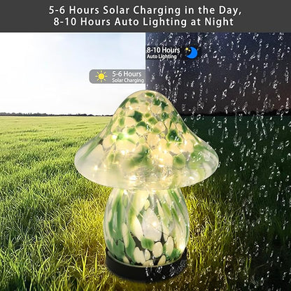 Solar Lights Outdoor Waterproof, Mushroom Garden Décor Powered by Solar, Outdoor Lights for Patio Yard Pathway Backyard Balcony Lawn Landscape Fountain Deck Pool Table Porch Decoration (Green)