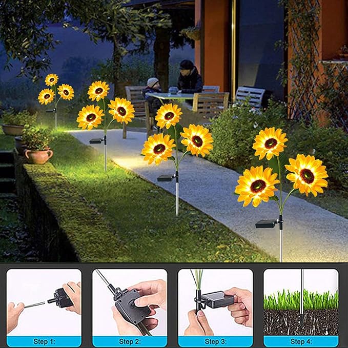 Sunflower Solar Lights,Waterproof Pathway Lamp - Solar Sunflowers Outdoor Waterproof | for Backyard Patio Driveway Walkway Lawn Flowerbed Garden Trees Yard Porch