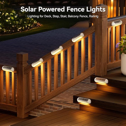 Outdoor Solar Lights for Outside, 10 Pack Bright Solar Fence Lights with Multi-Color Changing & Warm White Mode, Upgraded Solar Step Lights Outdoor Waterproof for Garden Deck Post Stair Wall