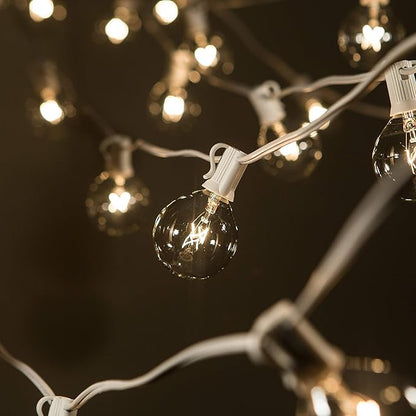 Hometown Evolution, Inc. 50 Foot Globe String Lights - G50 Clear 2 Inch Bulbs (White Wire) - Indoor Outdoor String Lights for Bedroom, Tent, Canopy, Bistro, Cafe and Party Lighting