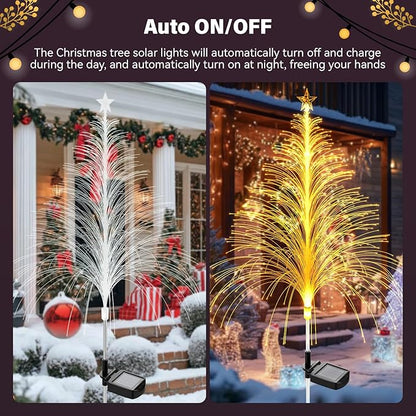 6 Packs Christmas Tree Solar Garden Light with Multi-Colored Change, Auto ON/Off Outdoor Yard Light, Solar Lighting for Garden, Porch, Christmas and Festival Decoration (S_Size)