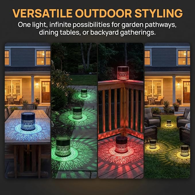 Decorative Solars Mandala Lights, Metal Solars Powered Outdoors Deck Steps Walls Lights, Mandala Theme Waterproof Fence Light for Garden Post Patio Backyard Yard Decor (Life Rings*4PCS)