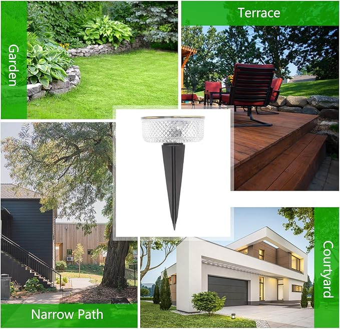 Solar Outdoor Lights Solar Pathway Lights Small Waterproof LED Lawn Stake Garden Landscape Lighting Warm White for Patio Yard