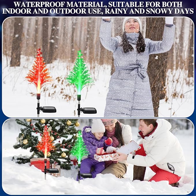 Baquler 2 Pcs Solar Christmas Tree Garden Stake Lights Outdoor Christmas Tree Lighted Yard Decorations Multicolor | Lumora