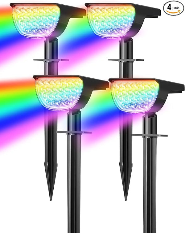 Solar Multicolor Lights Waterproof IP65, 8 Lighting Modes Solar Spot Lights Outdoor Yard Garden Landscape Pathway | Lumora