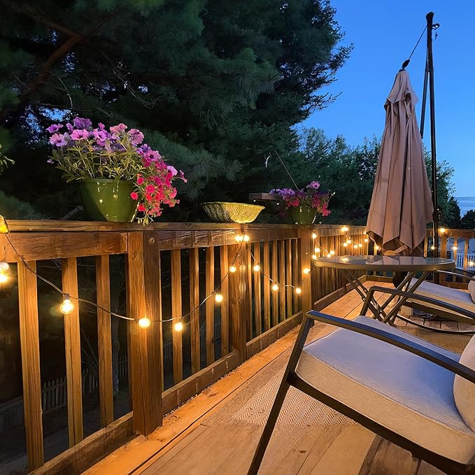 25FT G40 Outdoor String Lights, Waterproof Patio String Lights with 12 Plastic Bulbs, Shatterproof Outdoor Lighting | Lumora