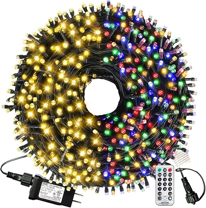 XTF2015 170ft 500 LED Christmas Lights Outdoor, 3 in 1 Color Changing Christms Tree Lights with 11 Modes and Remote | Lumora