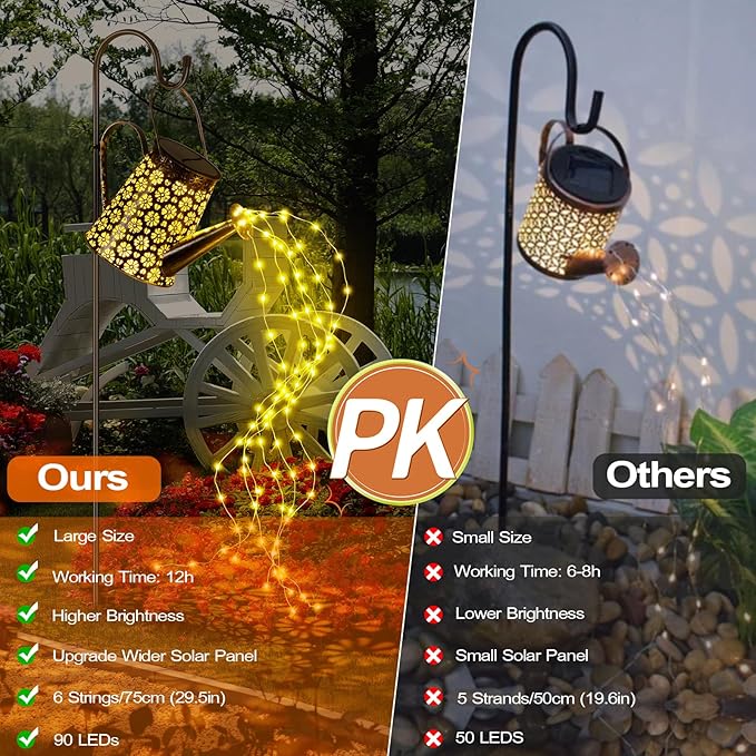 90 LED Solar Watering Can with Lights, Waterproof Large Hanging Lantern Landscape Solar Lights Outdoor Garden Decor for Outside Yard Porch Gardening Gifts for Mom Birthday Mother's Day