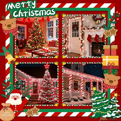 2026 New Voice Control 88ft 240LED Smart Christmas String Lights Outdoor/Indoor | String Lights with Remote, 12Modes, 7Voice Commands & Timers, Christmas Twinkle Light for Xmas Tree Decor(Red & White)