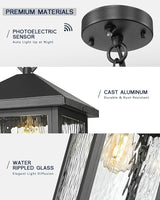 FEMILA Dusk to Dawn Outdoor Pendant Lights for Porch, 14.5" Mondern Pendant Hanging Light Fixture for Porch, Front | Lumora