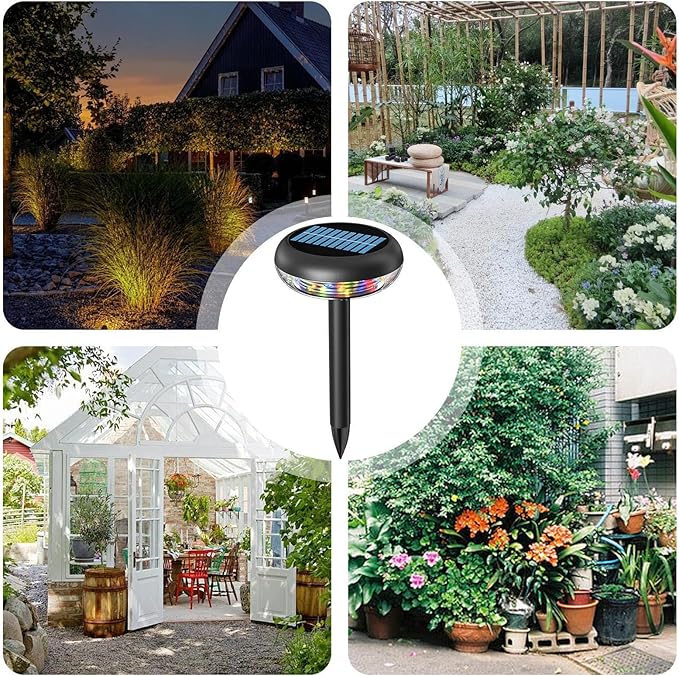 Solar Lights Outdoor, Waterproof, 11x11x3.8cm, Color Changing Solar Pathway Lights, Led Garden Lamps, Rechargeable, for Gardens, Patios, Porches, Lawns