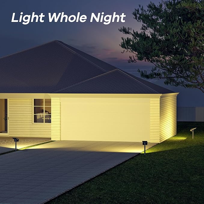 Consciot Warm White Solar Spot Lights Outdoor,Dusk-to-Dawn 600LM 360°Adjustable Solar Landscape Spotlights with | Lumora