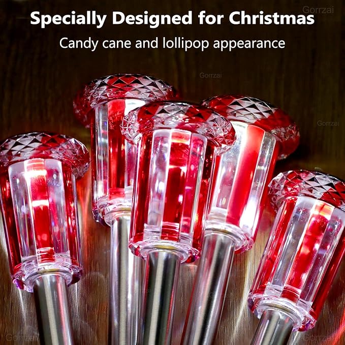 Valentine's Day Solar Lights Outdoor Decorations 10 Pack Candy Color LED Stainless Steel Stake for Pathway Yard | Lumora