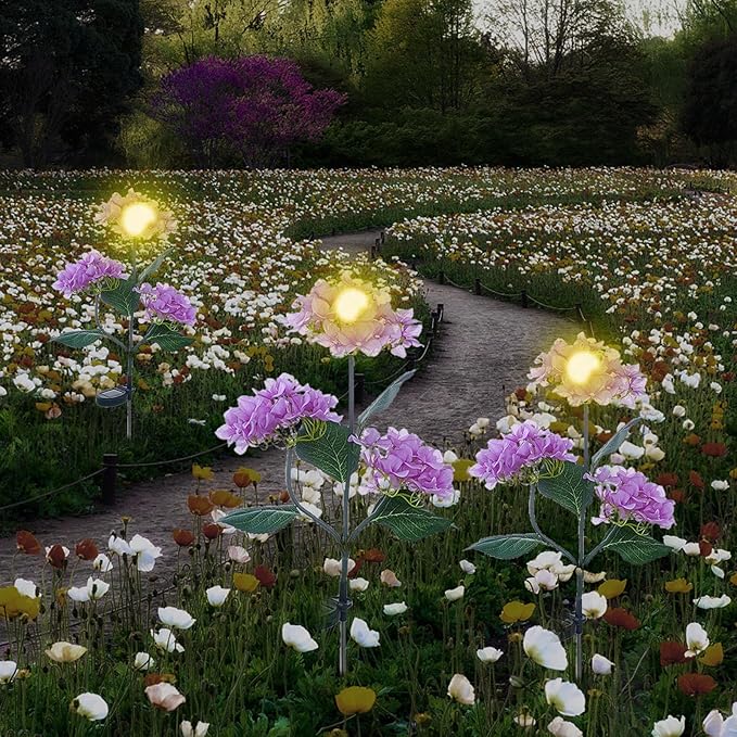 Solar Outdoor Lights, Hydrangea Garden Lights, Waterproof Garden Lawn Lamps, Inserted Flower LED Light for Yard | Lumora