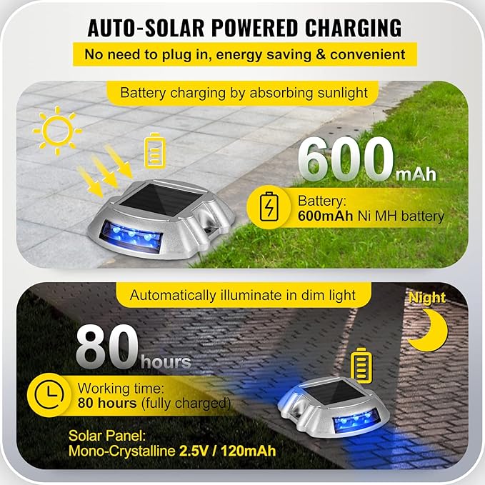 VEVOR Driveway Lights 24-Pack, Solar Driveway Lights with Switch Button, Solar Deck Lights Waterproof, Wireless | Lumora