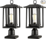 Beionxii Outdoor Post Lights, Large Exterior Lamp Post Light Fixture with Pier Mount Base, Black Cast Aluminum | Lumora
