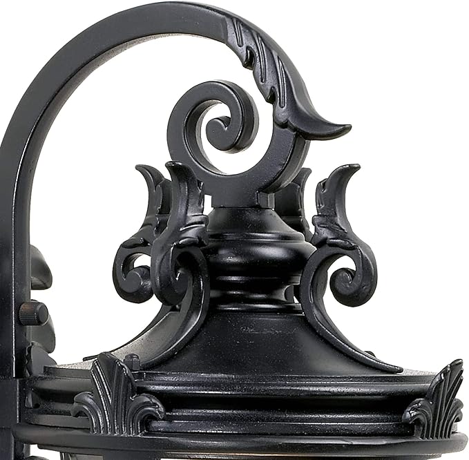 John Timberland Casa Marseille European Outdoor Wall Light Fixture Mediterranean Black Scroll Arm 21 1/2" Clear | Lumora