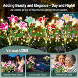 WdtPro Upgraded Solar Garden Lights Outdoor: 4 Pack 2-in-1 Solar Firefly Swaying Light with Lily Flower and Glowing | Lumora