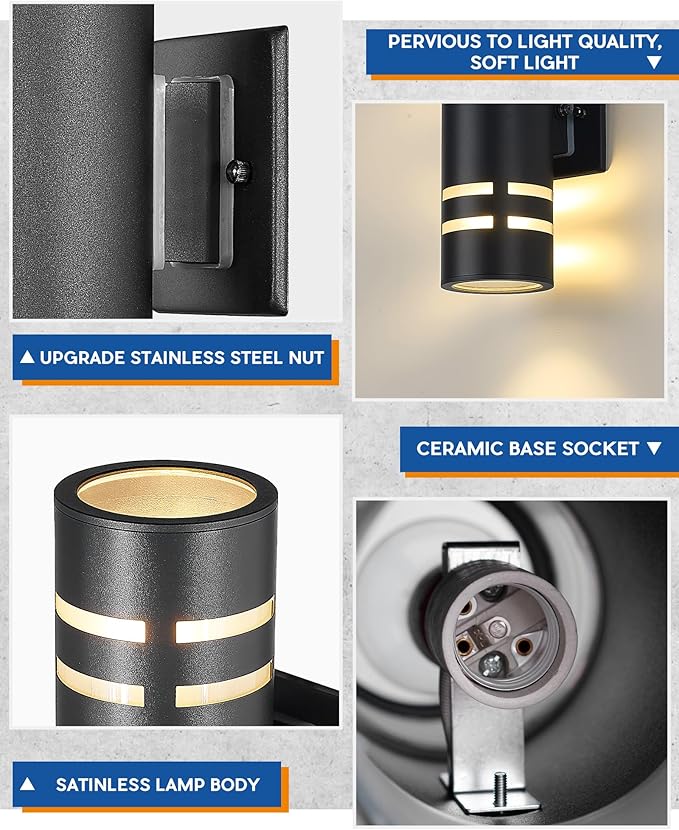 TENGXIN Outdoor Wall Sconce, Waterproof Wall Light Fixture,Porch Light,Wall Mount Light, Stainless Steel 304 | Lumora