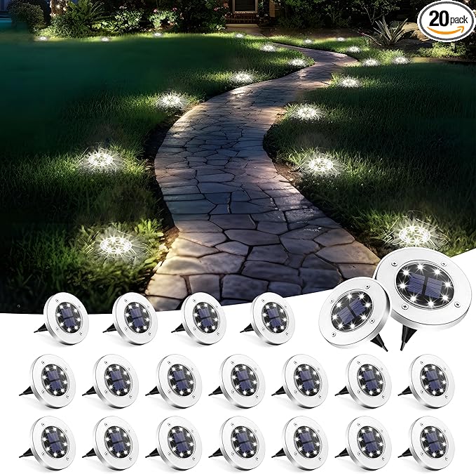 SOLPEX Solar Lights Outdoor Waterproof, 20 Pack Solar Ground Lights, Solar Garden Lights Landscape Lighting for | Lumora