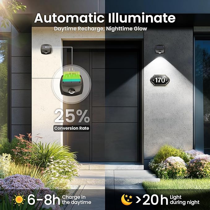 Solar Fence Lights Outdoor Waterproof IP65 Solar Wall Lights Outside Dual Color Led Solar Powered Fence Lights Outdoor Backyard, Wall Lights for Porch, Patio, Stairs, Pool, Yard, Deck 8 Pack