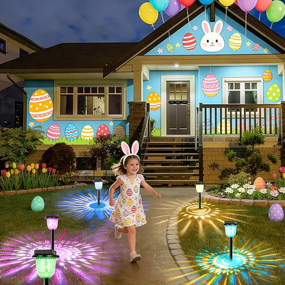 echosari 6 Pack Christmas Color Changing Solar Lights Outdoor Pathway, Dynamic Multicolor & Warm White Waterproof Solar Garden Lights Path Lights for Landscape Driveway Walkway Lawn