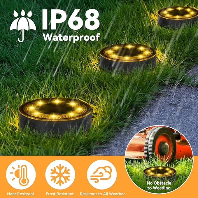 ELUTENG Solar Ground Lights 8 Pack IP68 Waterproof Solar Pathway Lights 8 LED Garden Lights Anti-Rust Outdoor | Lumora