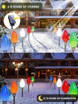 10 Pack Jumbo C9 Solar Christmas Lights, Large Bulbs Waterproof Outdoor Christmas Decorations, Solar Powered Lights | Lumora