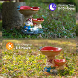 TIJNN Solar Gnome Statue with LED Lights, Bird Water Feeder Garden Decor for Patio, Lawn, or Home, Mushroom | Lumora