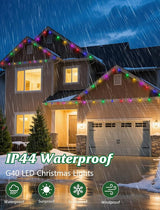 SUNSGNE 25FT LED Colored Christmas Lights with 25 G40 LED Shatterproof Frosted Multicolor Globe Bulbs, Waterproof | Lumora