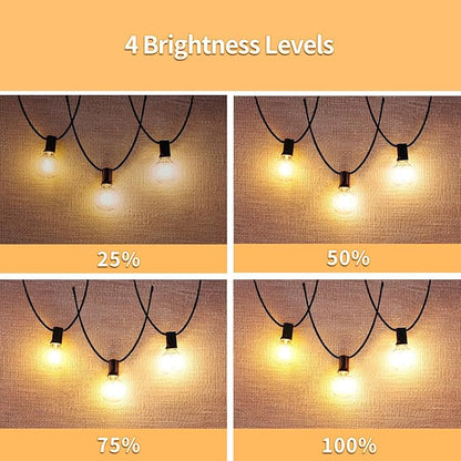 Outdoor String Lights with Remote, 100ft 50 LED Bulbs Dimmable Patio Lights, 24V Waterproof Plug, G40 Hanging Light for Outside, Deck, Garden, Backyard, Porch, Party Decor