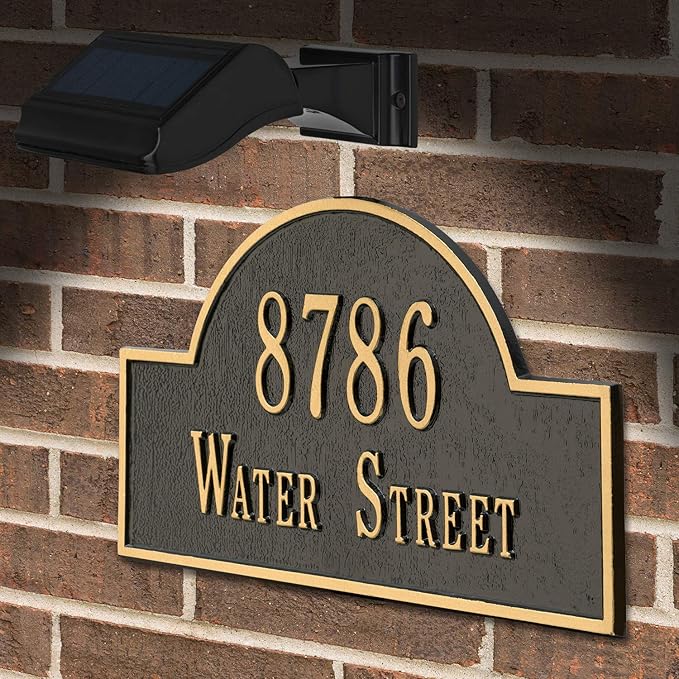 Whitehall Products Standard Wall Illuminator Solar Address Lamp, Black