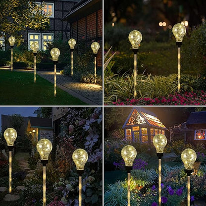 Solar Lights Outdoor Garden Decorative Waterproof 6 Pack Bulb Lights Outside Solar Pathway Lights for Garden Home Christmas Landscape Path Yard Lawn Driveway Flowerbed Decor - Warm White